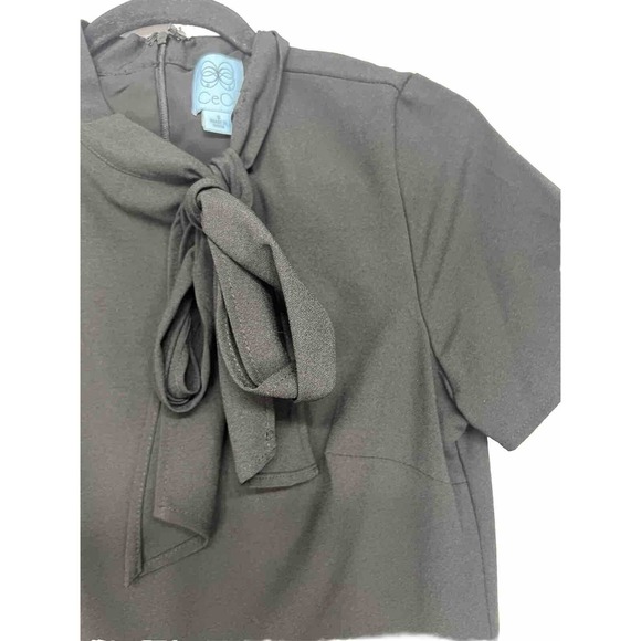 CeCe Bow Neck Short Sleeve A-Line Black Dress Women’s New $129 Size 6 - Picture 12 of 16